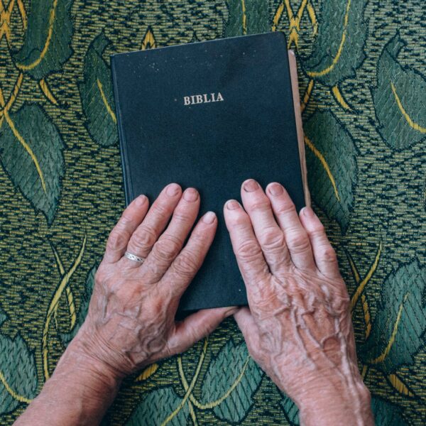 person holding bible